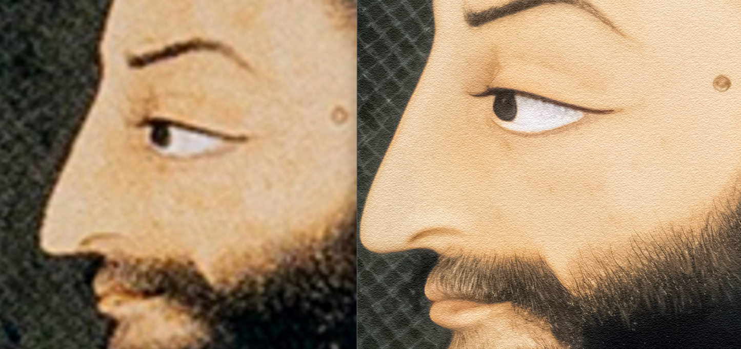 Portrait of Guru Hargobind(Restored) – Provincial Mughal School, Deccan, mid-17th Century.