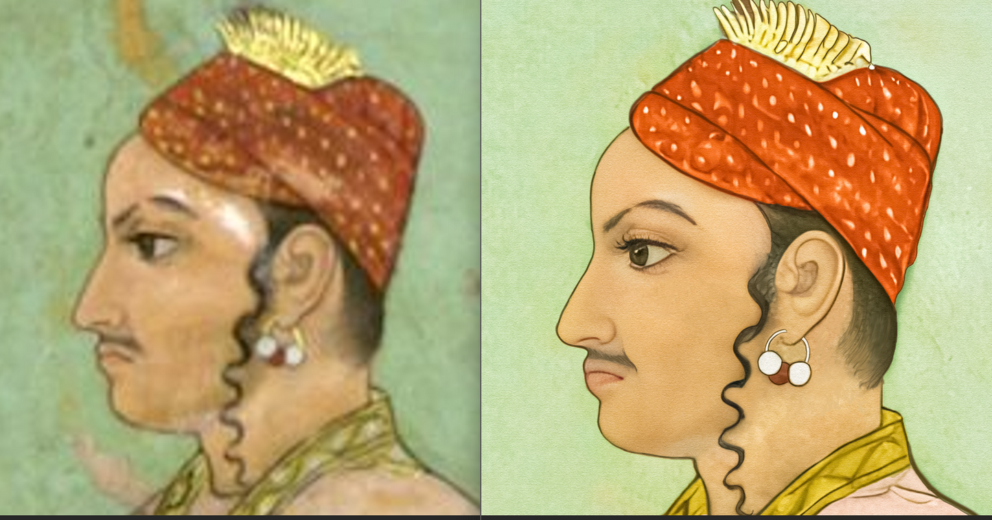 Guru Gobind Singh Miniature Painting (Restored) – Rare Contemporary Sikh Artwork (Bhai Rupa Collection)