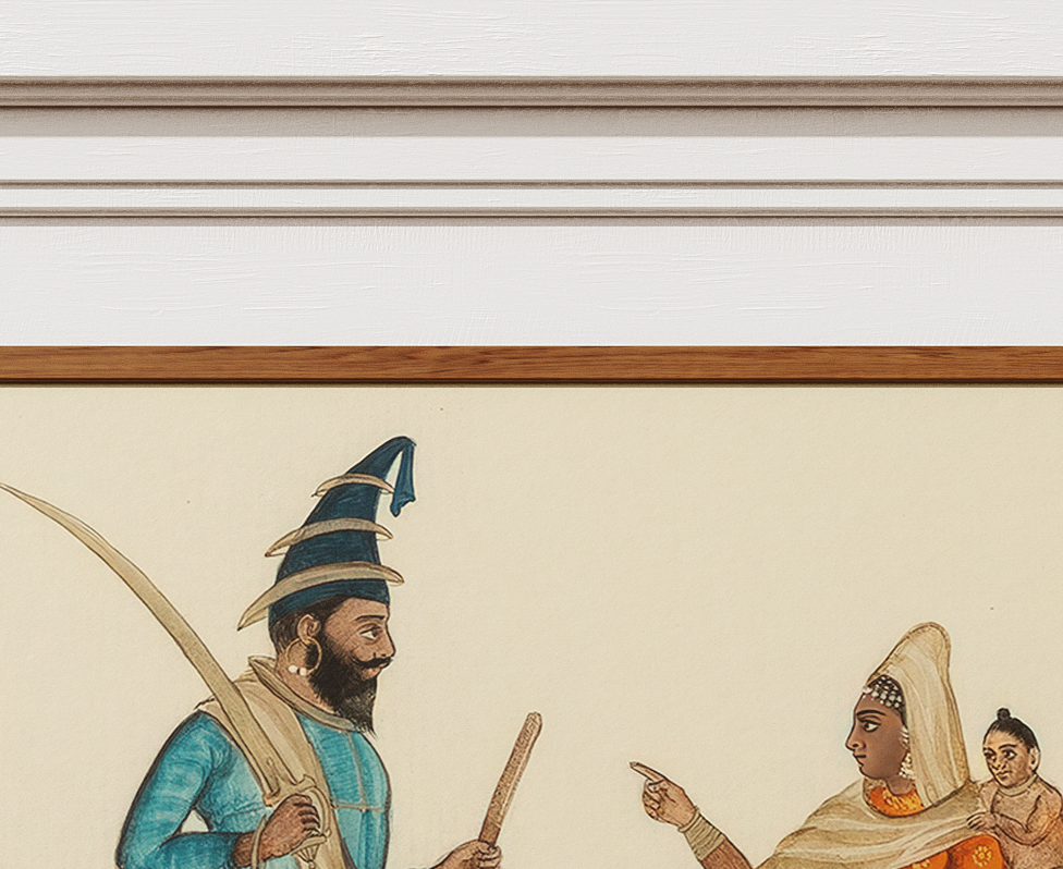A Sikh Akali-Nihang with His Wife and Child