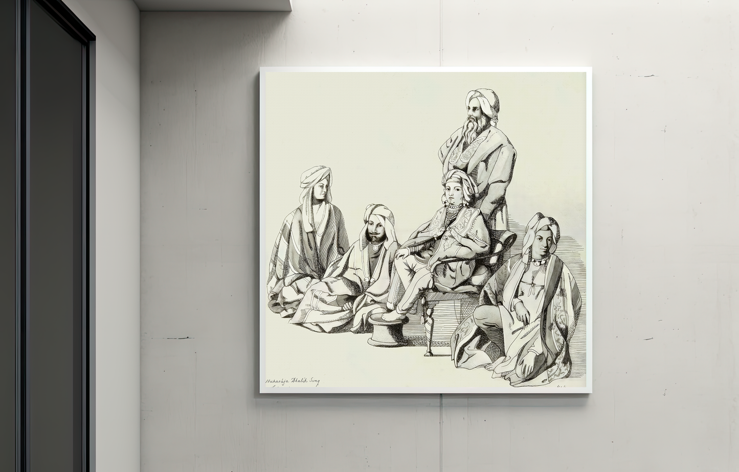 Rare Find - Maharaja Duleep Singh and Attendants (Helen Catherine Douglas Mackenzie, Lahore, 1849) (Restored Exclusively on Prometheus Mythos)