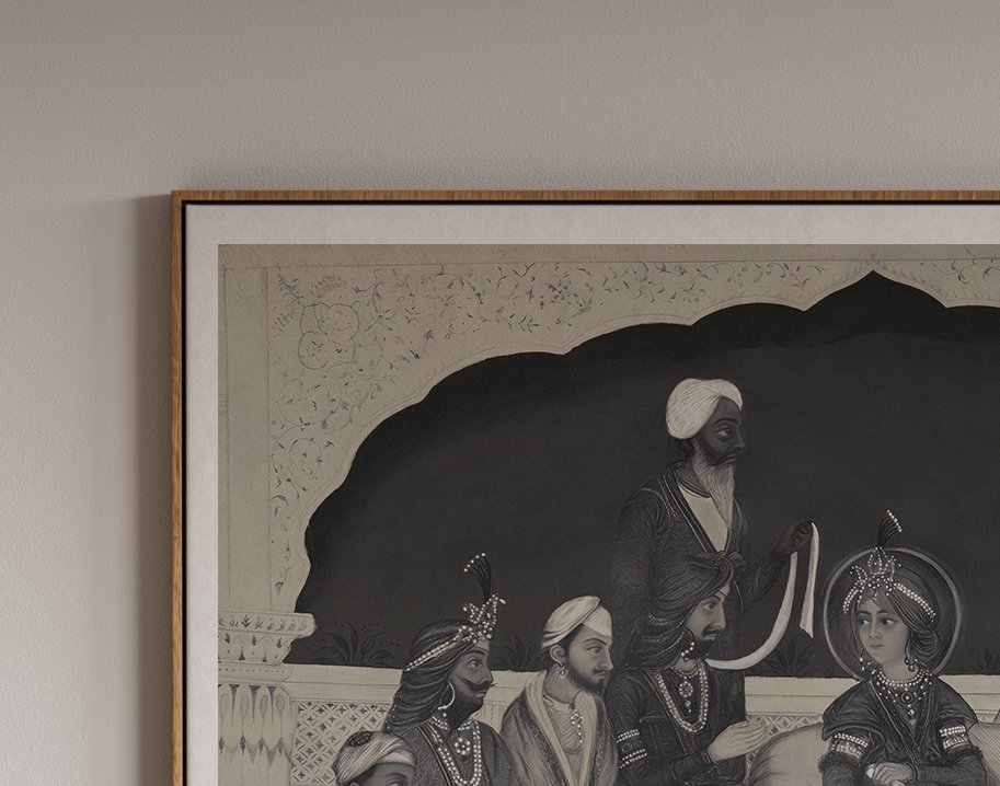 Extremely Rare Find - Maharaja Duleep Singh in Darbar (Style of Hasan al-Din, c.1843) (Restored Exclusively on Prometheus Mythos)