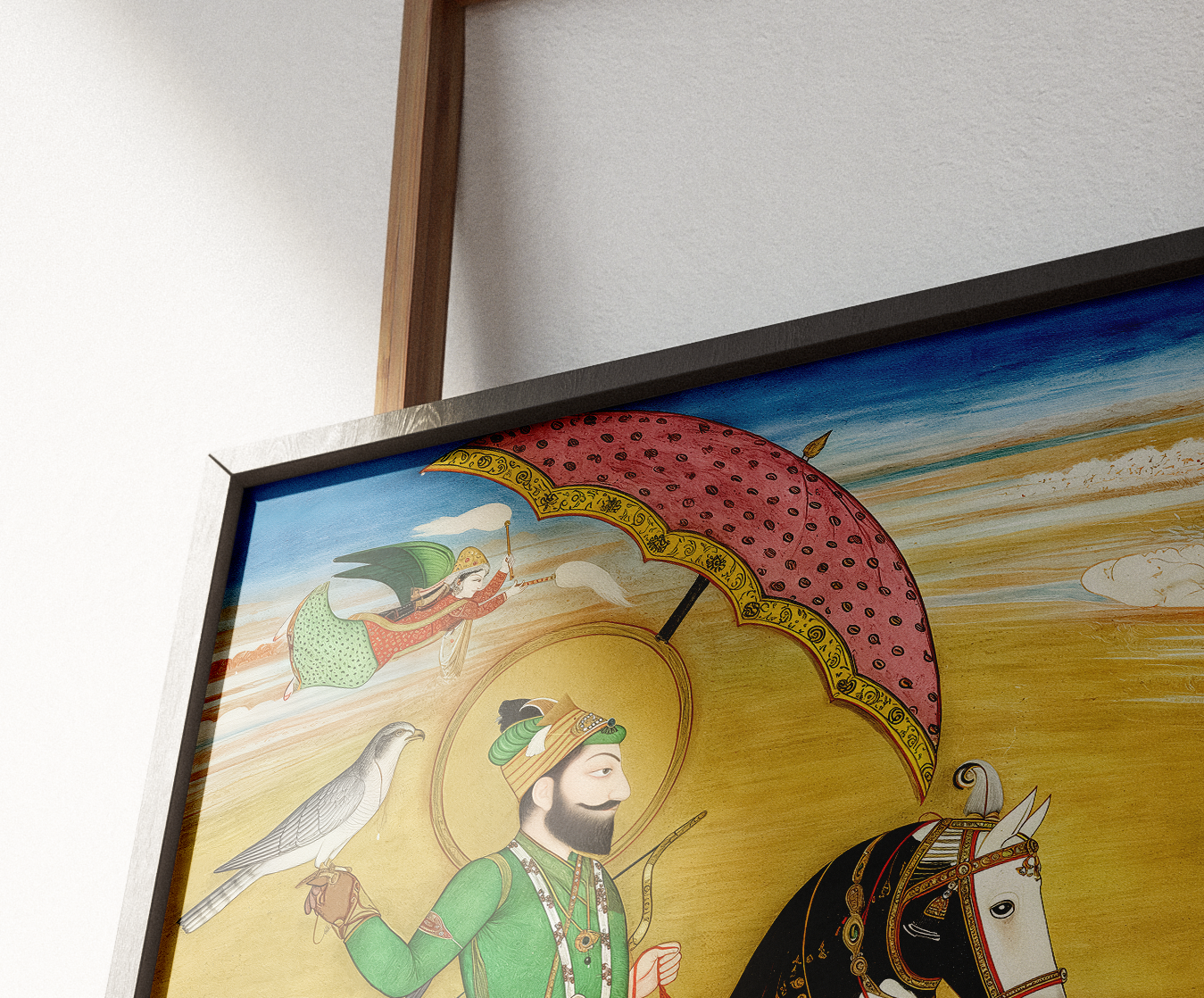 Equestrian Portrait of Guru Gobind Singh(Restored) with Nihang Attendant (ca.1830–1850)