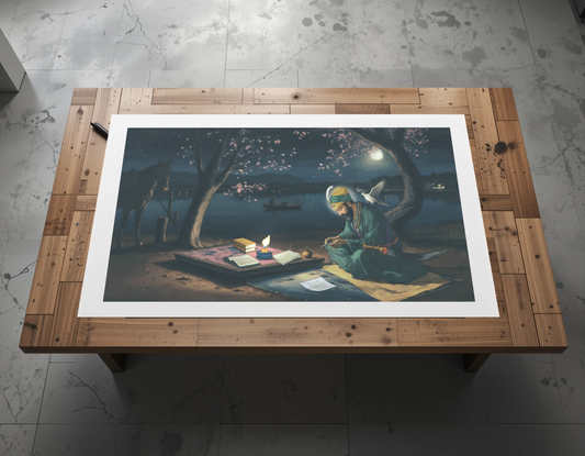 Unframed Guru Tegh Bahadur Ji Sikh art print offered in canvas and paper options for USA spiritual homes. Ideal for Sikh decor collectors in New York, California, or Vancouver USA diaspora. Reflects Guru’s sacrifice, history, and legacy in traditional Sikh wall art form.