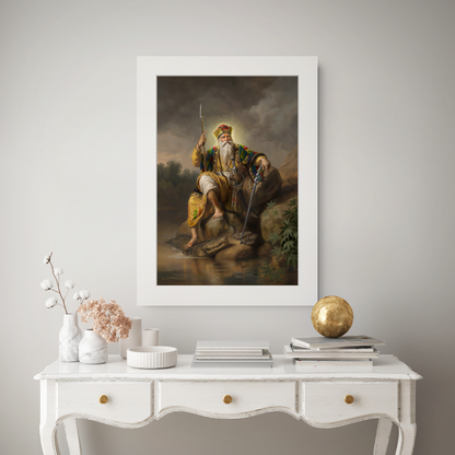 guru nanak painting europe, sikh art europe, guru nanak portrait europe, oil painting guru nanak, sikh heritage artwork europe, fine art print europe, museum quality guru nanak print, restored historical sikh painting, contemporary sikh artwork europe, punjabi wall art europe, guru nanak devotional art, sikh history painting, premium art print europe, guru nanak collector print