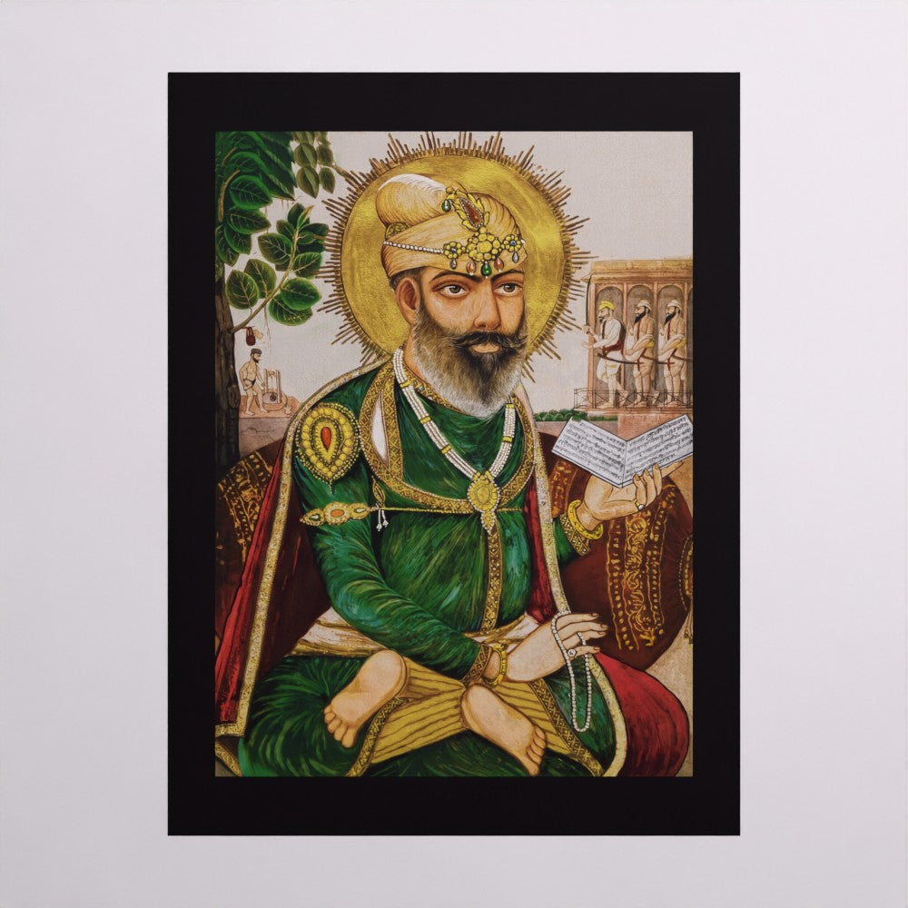 Guru Tegh Bahadur Portrait from Shaheedi Asthan – Contemporary Restored Sikh History Artwork,sikh art