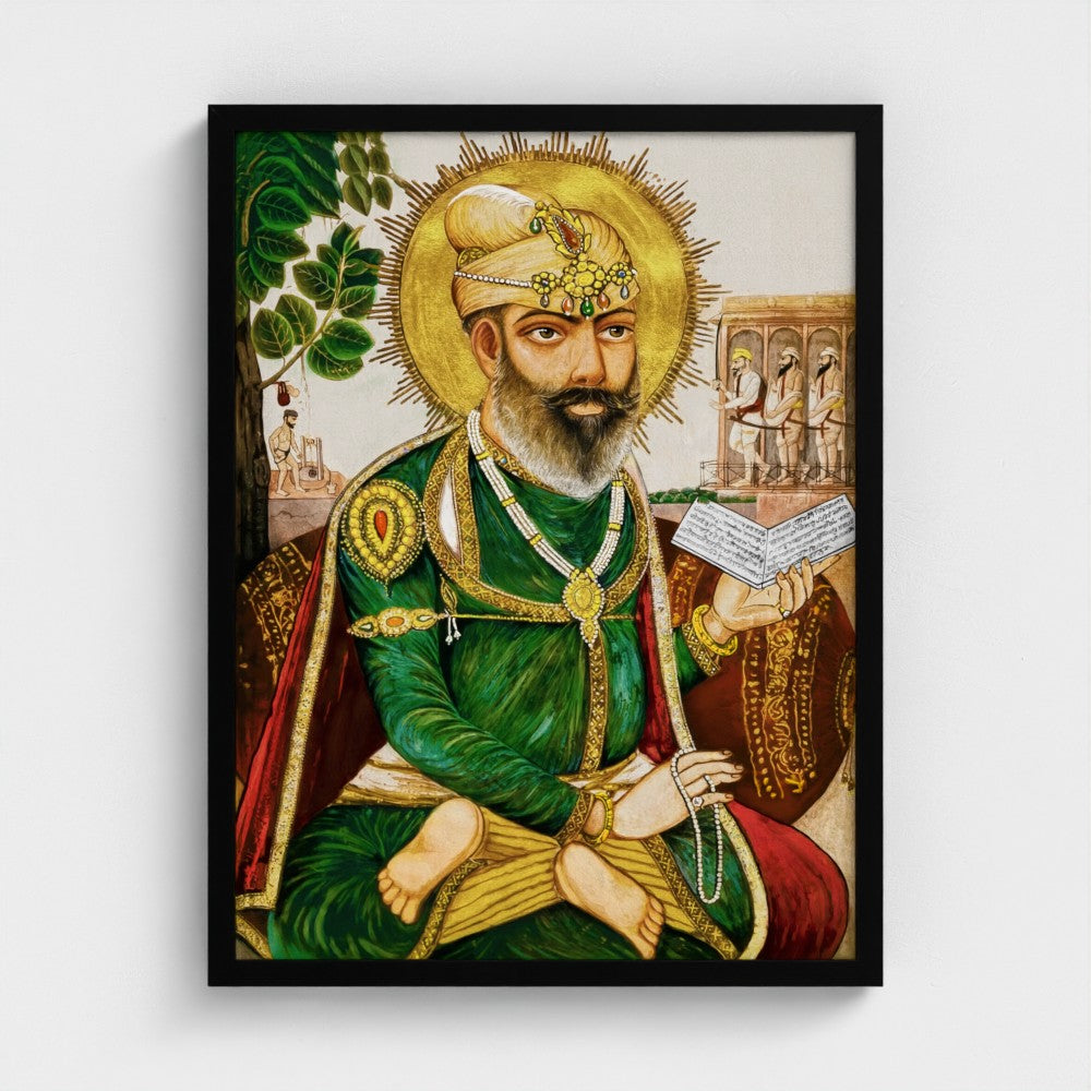 guru tegh bahadur art print, sikh wall art guru tegh bahadur, sis ganj sahib sikh painting print, buy sikh art online uk usa canada, framed sikh art print, unframed sikh poster, digital download sikh art, restored guru tegh bahadur portrait, contemporary sikh artwork, sikh history painting print, sikh religious decor wall art, punjabi heritage art print, guru tegh bahadur canvas print, sikh gift artwork