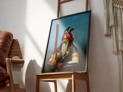 Hari Singh Nalwa Portrait (Restored) – Sikh Empire Military Artwork | Restored Sikh Art Print