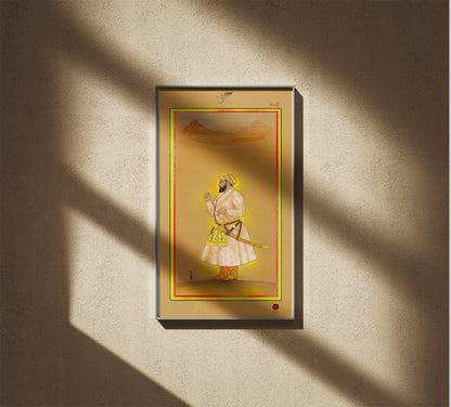 Guru Tegh Bahadur Ji – 18th Century Mughal Miniature (Restored) | Old Heritage Collection