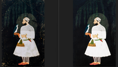 Portrait of Guru Hargobind(Restored) – Provincial Mughal School, Deccan, mid-17th Century.
