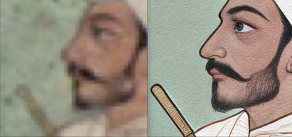 Contemporary Miniature Painting of Guru Gobind Singh (Restored) – Anandpuri Hazuri Bir, c.18th Century