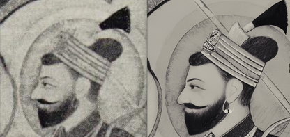 Rare Find - Guru Gobind Singh on Horseback (Guler–Kangra School, Early 19th Century) (Restored Exclusively on Prometheus Mythos)