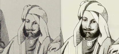 Rare Find - Maharaja Duleep Singh and Attendants (Helen Catherine Douglas Mackenzie, Lahore, 1849) (Restored Exclusively on Prometheus Mythos)