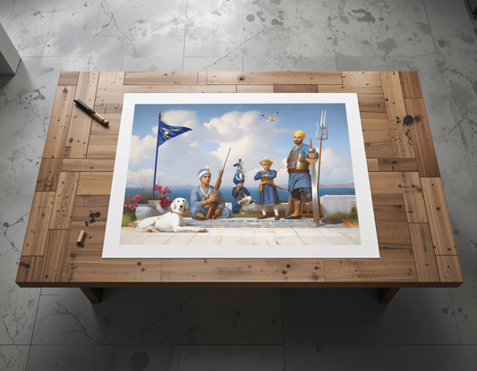 Unframed Sikh art of Guru Gobind Singh Ji’s Sahibzaade at Paonta Sahib. Canvas or paper for USA collectors. Sikh history, Khalsa children, Sikh family, Guru legacy, spiritual bravery, Sikh culture, heritage piece, historical print.

sikh