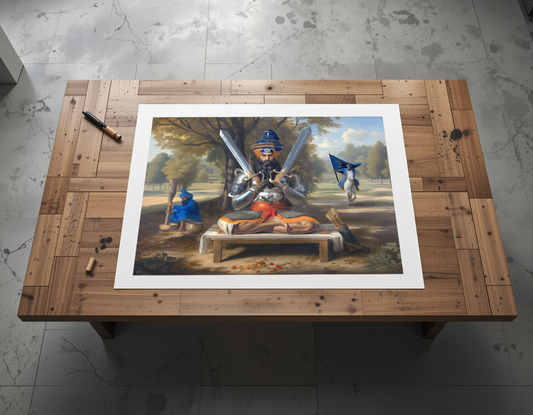 Akaali Baba Deep Singh Ji Sikh painting, unframed print in paper or canvas. Sold in USA for martial heritage collectors and gurdwaras.