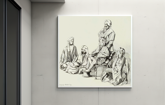 Rare Find - Maharaja Duleep Singh and Attendants (Helen Catherine Douglas Mackenzie, Lahore, 1849) (Restored Exclusively on Prometheus Mythos)