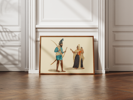 A Sikh Akali-Nihang with His Wife and Child