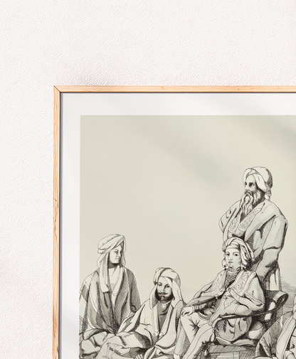 Rare Find - Maharaja Duleep Singh and Attendants (Helen Catherine Douglas Mackenzie, Lahore, 1849) (Restored Exclusively on Prometheus Mythos)
