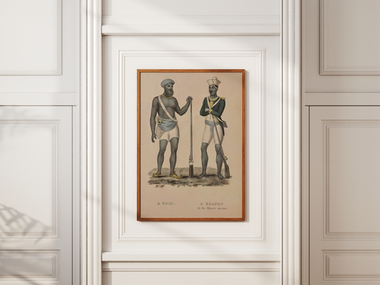 A Seik (archaic spelling of 'Sikh') and a seapoy (sepoy) in the French Service.