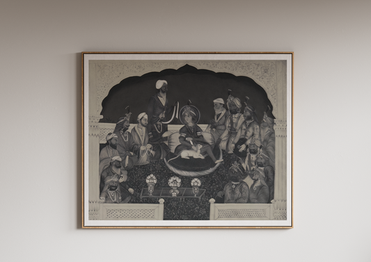 Extremely Rare Find - Maharaja Duleep Singh in Darbar (Style of Hasan al-Din, c.1843) (Restored Exclusively on Prometheus Mythos)