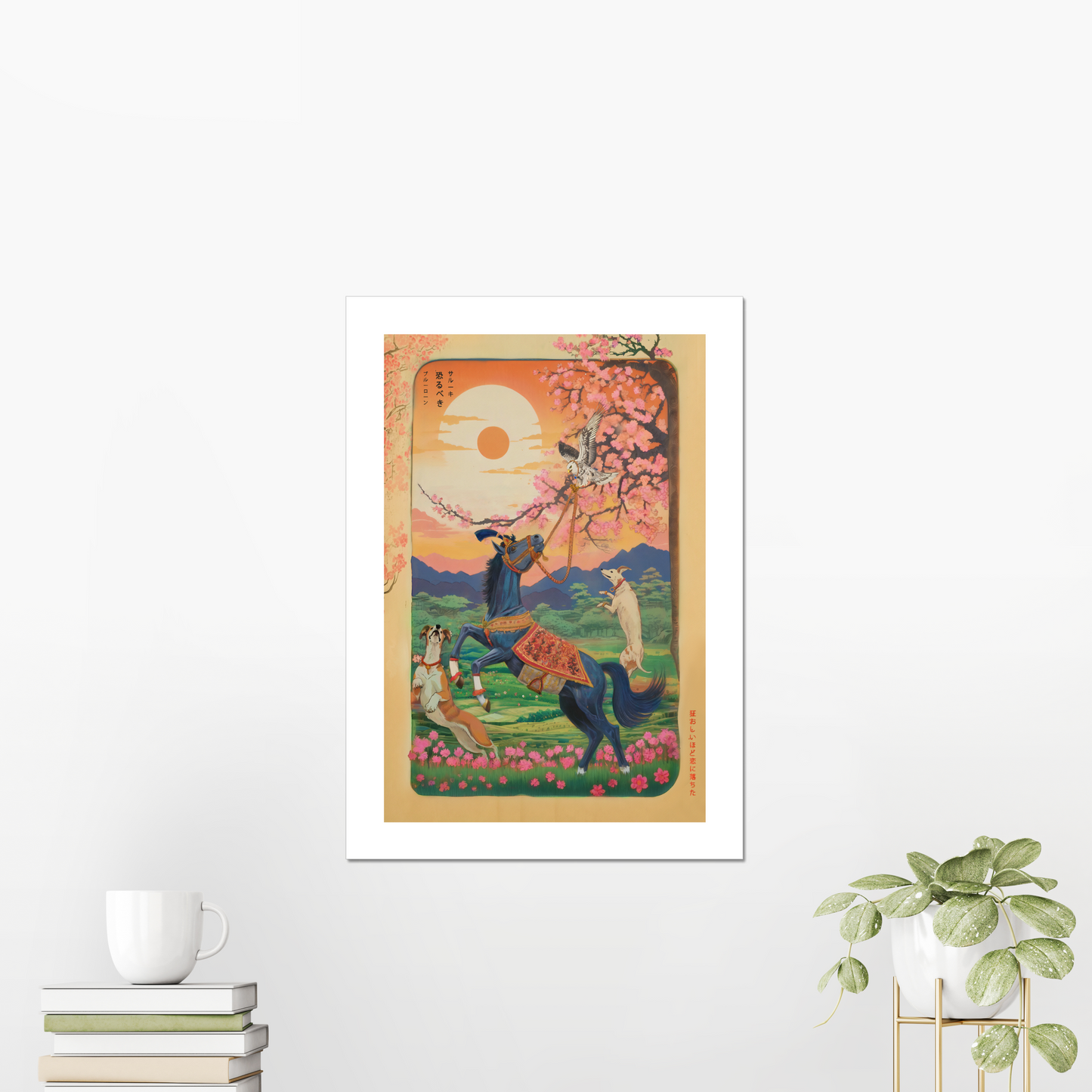 Guru Gobind Singh Ji companions, Neela, Rustum, Saluki, Sikh art print, Sikh animals, Sikh equestrian art, Sikh heritage, Canada Sikh print, Sikh decor, Sikh warrior art, Guru Gobind Singh canvas, unframed Sikh art, Sikh history decor, Sikh wall painting.