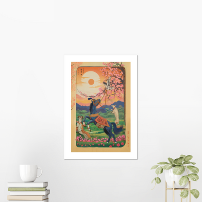 Guru Gobind Singh Ji companions, Neela, Rustum, Saluki, Sikh art print, Sikh animals, Sikh equestrian art, Sikh heritage, Canada Sikh print, Sikh decor, Sikh warrior art, Guru Gobind Singh canvas, unframed Sikh art, Sikh history decor, Sikh wall painting.