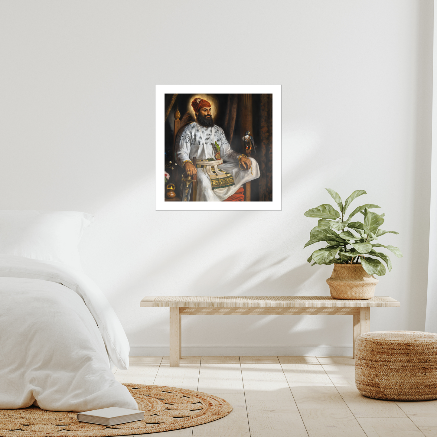 Sikh Guru Hargobind Sahib Ji, canvas art, Sikh legacy, Canada Sikh art decor, Sikh martial painting, unframed print, Sikh warrior art, sixth Guru, Sikh devotional portrait, Guru painting.