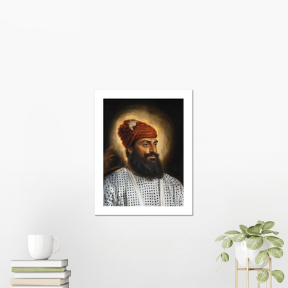 Sikh Guru Hargobind Sahib Ji, canvas art, Sikh legacy, Canada Sikh art decor, Sikh martial painting, unframed print, Sikh warrior art, sixth Guru, Sikh devotional portrait, Guru painting.