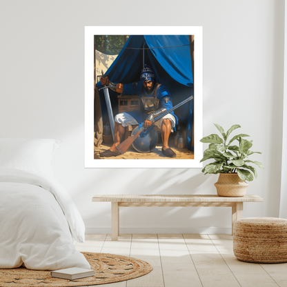 Sikh general Hanuman Singh art print for USA. Unframed, canvas or paper. Sikh legacy, Akali general, Khalsa warrior, Sikh history painting, Sikh martial tradition, Guru Khalsa army, spiritual leader.