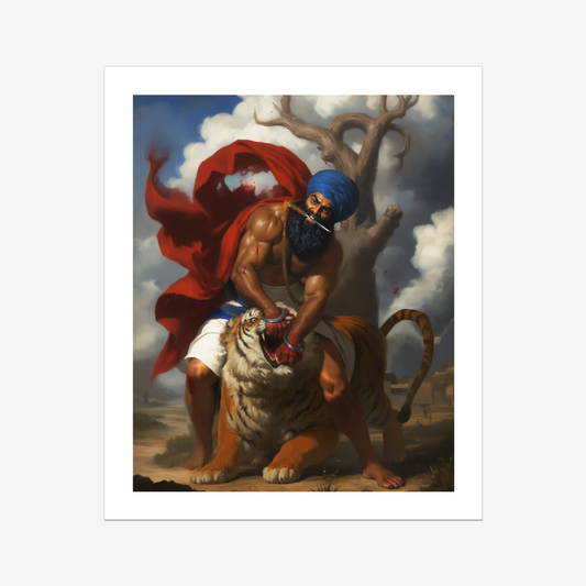 Sardar Hari Singh Nalwa Sikh general print, unframed canvas or paper. UK Sikh homes. Keywords: Hari Singh Nalwa, Sikh warrior, Khalsa general, Sikh military history, Sikh portrait, Sikh art print, unframed canvas, UK Sikh decor, Sikh bravery, Sikh battle leader, Sikh martial tradition, spiritual general.