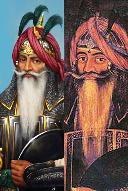 Hari Singh Nalwa Portrait (Restored) – Sikh Empire Military Artwork | Restored Sikh Art Print
