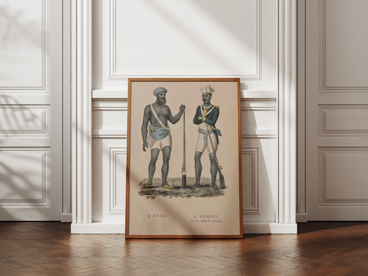 A Seik (archaic spelling of 'Sikh') and a seapoy (sepoy) in the French Service.