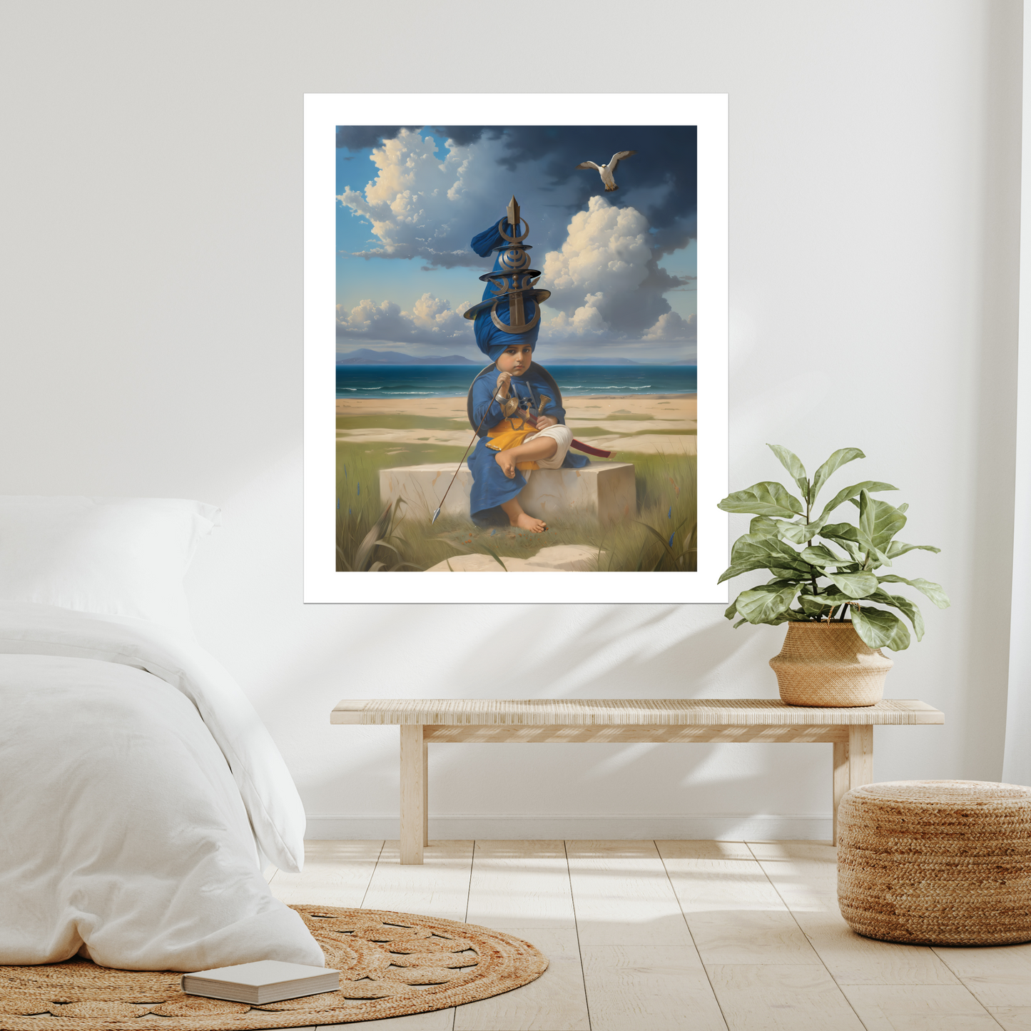 Baba Fateh Singh Ji Sikh spiritual print, Mahakaal concept, unframed canvas or paper for UK buyers. Keywords: Baba Fateh Singh, Sikh child martyr, Sikh art, Sikh bravery, unframed canvas, Mahakaal Sikh art, UK Sikh print, Sikh legacy, warrior child, Guru Gobind Singh Ji son, Sikh spiritual heritage, canvas print, Sikh wall art, spiritual strength, Khalsa pride, Sikh religious painting.