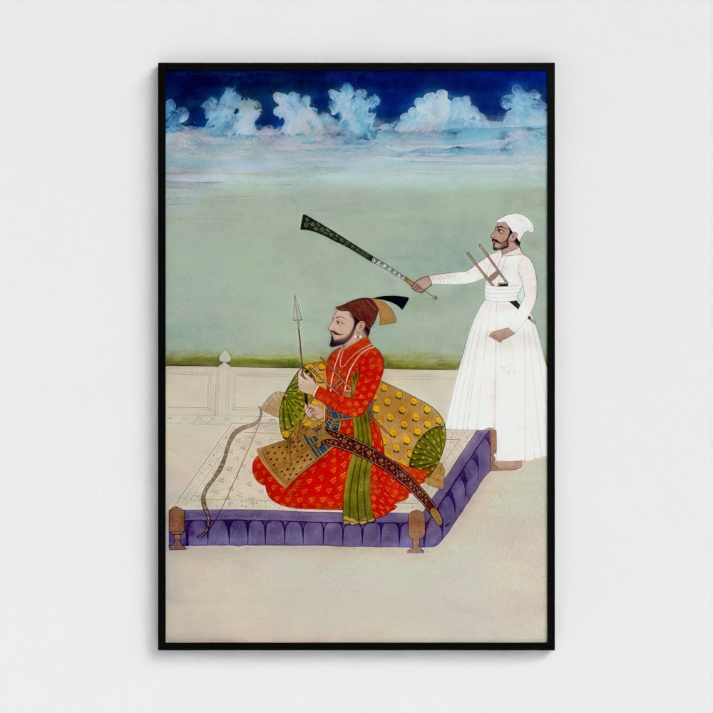 Contemporary Miniature Painting of Guru Gobind Singh (Restored) – Anandpuri Hazuri Bir, c.18th Century