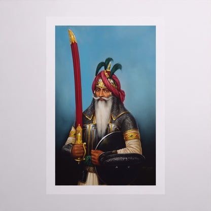 Hari Singh Nalwa Portrait (Restored) – Sikh Empire Military Artwork | Restored Sikh Art Print