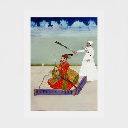 Contemporary Miniature Painting of Guru Gobind Singh (Restored) – Anandpuri Hazuri Bir, c.18th Century