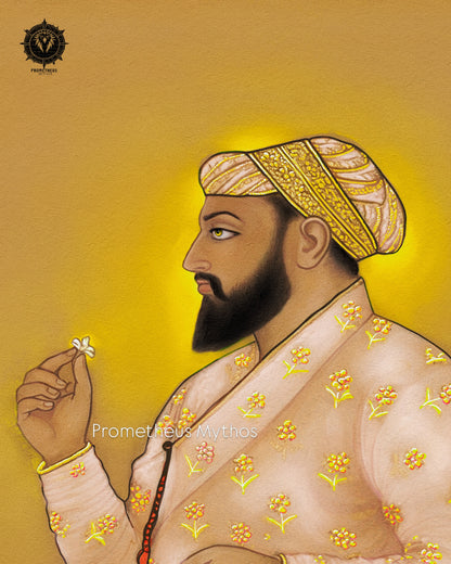 Guru Tegh Bahadur Ji – 18th Century Mughal Miniature (Restored) | Old Heritage Collection
