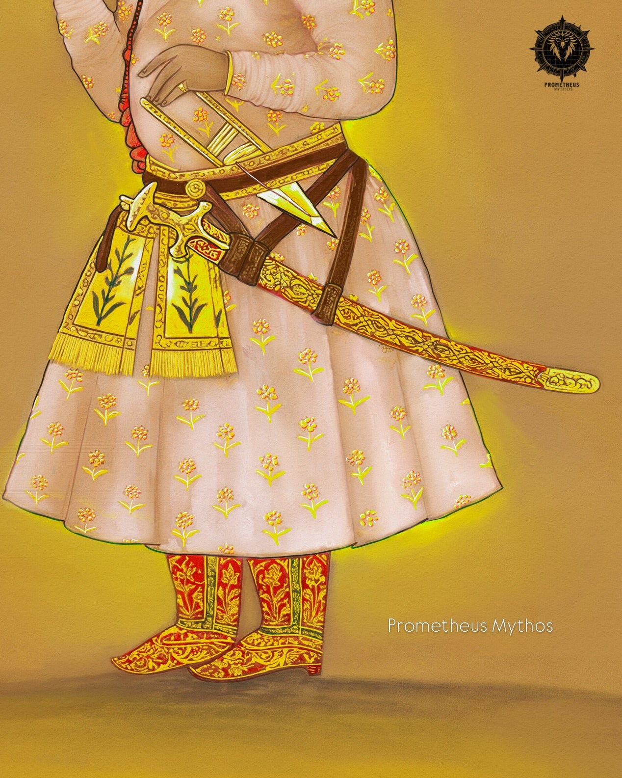 Guru Tegh Bahadur Ji – 18th Century Mughal Miniature (Restored) | Old Heritage Collection