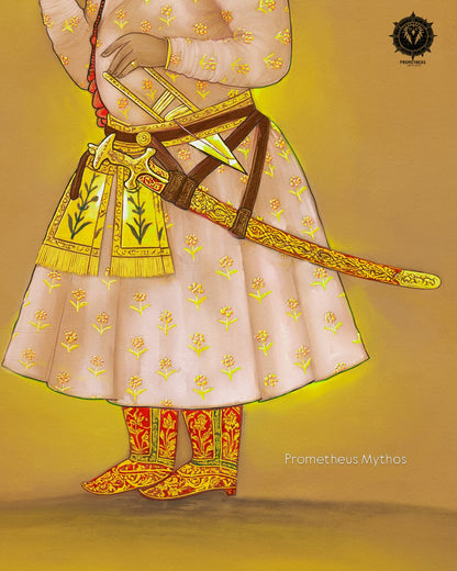 Guru Tegh Bahadur Ji – 18th Century Mughal Miniature (Restored) | Old Heritage Collection