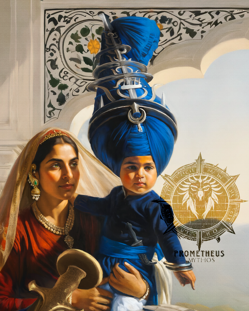 Sikh family art print of Guru Gobind Singh Ji on canvas or paper, decor piece for Canada.