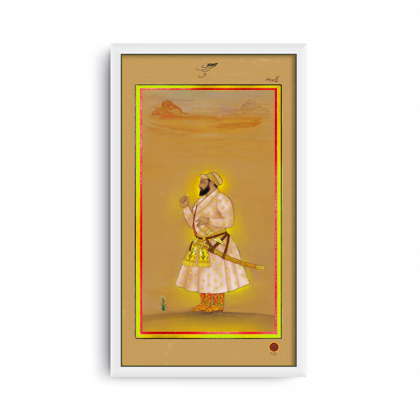 Guru Tegh Bahadur Ji – 18th Century Mughal Miniature (Restored) | Old Heritage Collection