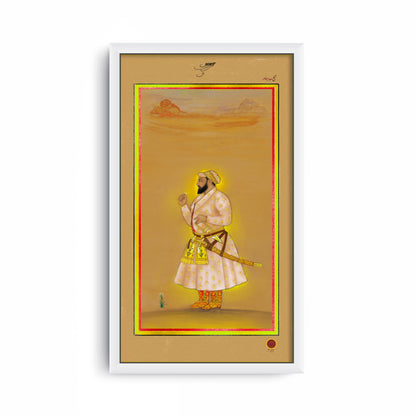 Guru Tegh Bahadur Ji – 18th Century Mughal Miniature (Restored) | Old Heritage Collection