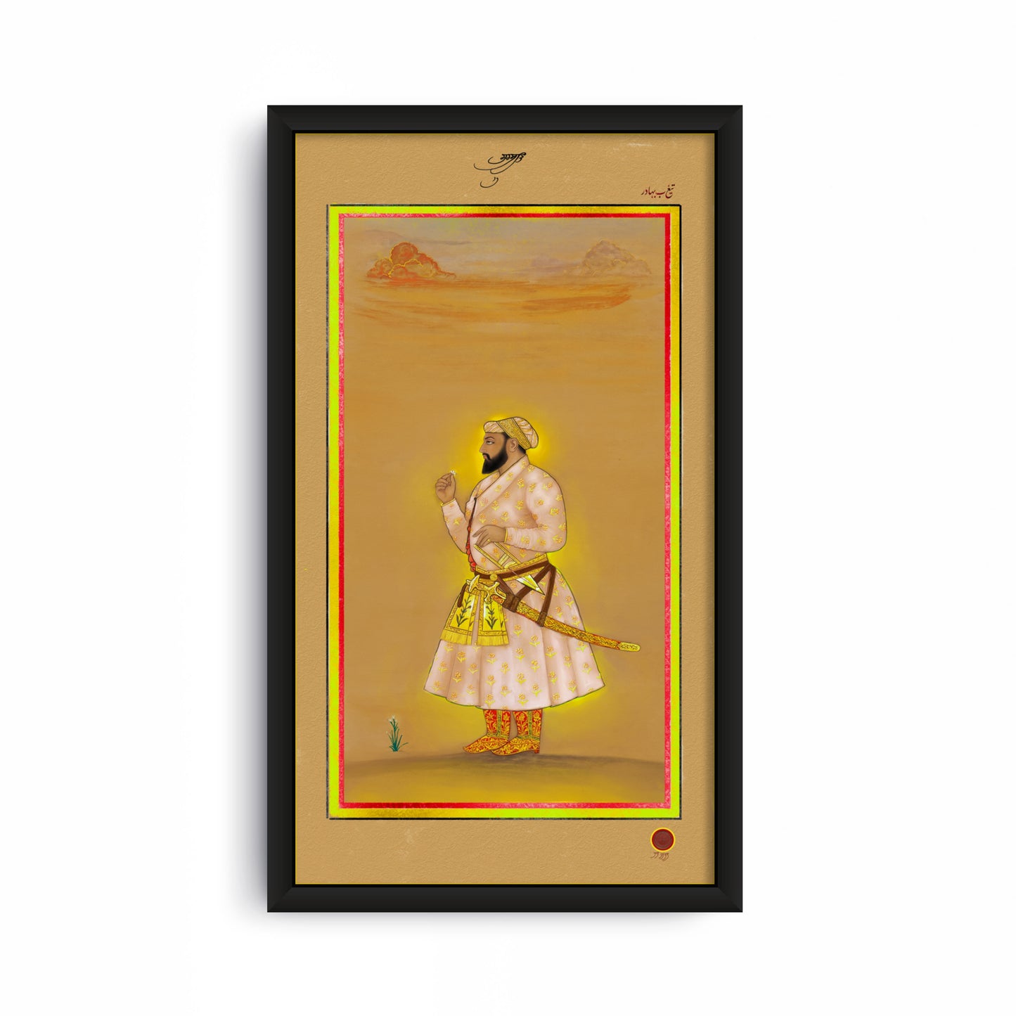 Guru Tegh Bahadur Ji – 18th Century Mughal Miniature (Restored) | Old Heritage Collection
