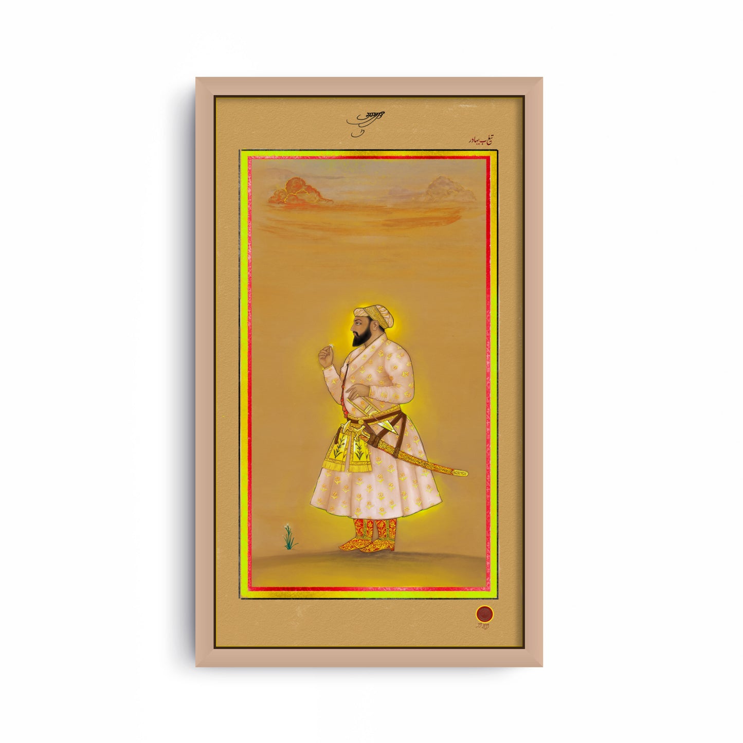 Guru Tegh Bahadur Ji – 18th Century Mughal Miniature (Restored) | Old Heritage Collection