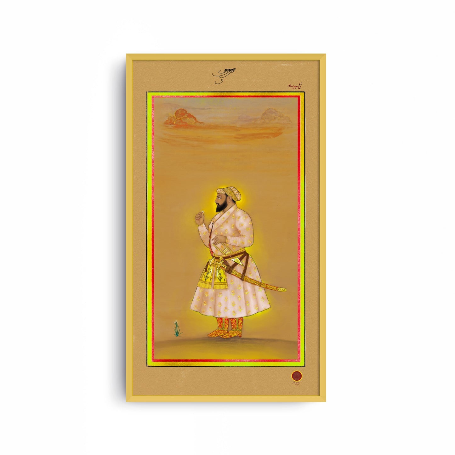 Guru Tegh Bahadur Ji – 18th Century Mughal Miniature (Restored) | Old Heritage Collection