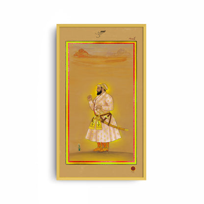 Guru Tegh Bahadur Ji – 18th Century Mughal Miniature (Restored) | Old Heritage Collection