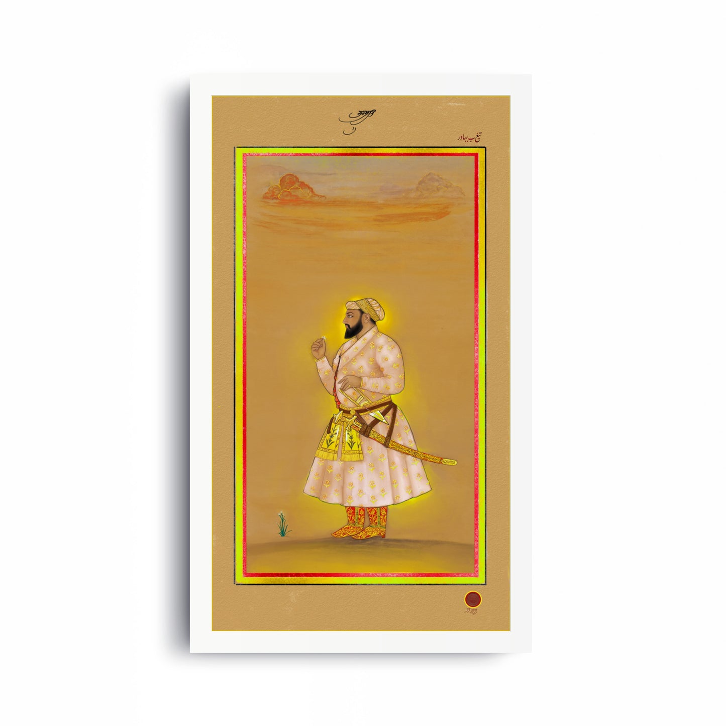 Guru Tegh Bahadur Ji – 18th Century Mughal Miniature (Restored) | Old Heritage Collection